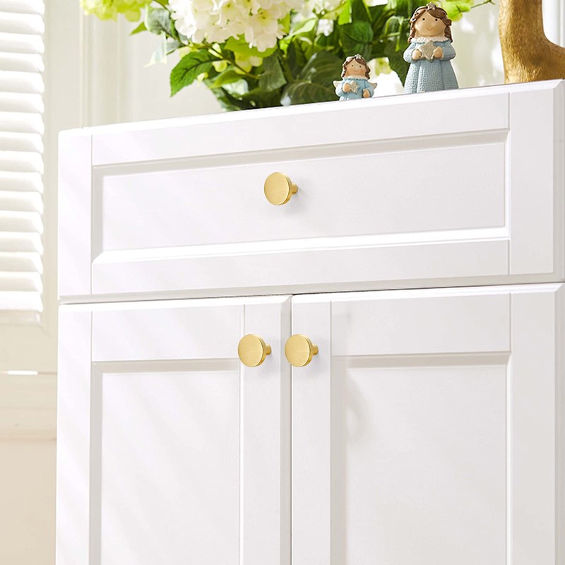 Furniture Knobs Gold, WEAVERBIRD 4 Pieces Zinc Alloy Brushed Brass
