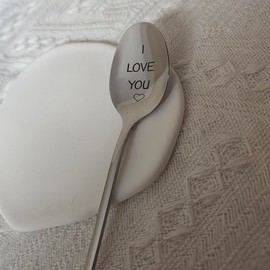 Anniversary Birthday Gifts for Husband Wife I Love You Spoon for Boyfriend Girlfriend Christmas Valentines Day Gifts for Couple Spoons Gifts for Him Her 8 Inch Tea Spoons
