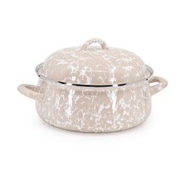 Golden Rabbit Enamelware - 4qt Dutch Oven (Taupe Swirl)