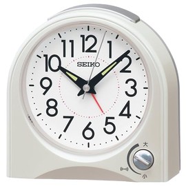 Seiko Clock KR520W Alarm Clock, Analog White Pearl, 4.5 x 4.5 x 2.2 inches (115 x 115 x 55 mm)