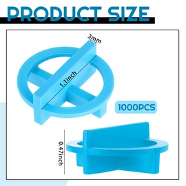 Nuanchu 1000 Pcs 1/8"(3mm) Removable Tile Spacers Reusable Cross Wall Construction Tool Plastic Leveling Clips for Various Types of Tile Leveling (Blue)