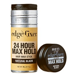 Red by Kiss Hair Wax Stick 24HR Max Hold Edge Fixer Edge Control Pomade Non-Sticky, Non-Oily Flake Free Hair Styling Wax 2.7 oz. (Natural Black)