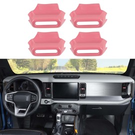 Jimen Compatible with Ford Bronco 2021-2023, 4PCS Center Console Air Vent Adjust Button Cover Trim (Pink)