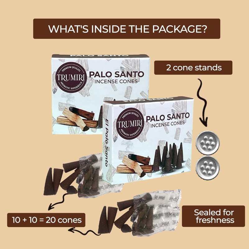 Palo Santo Incense Cones - Total 20 Cone Incense -