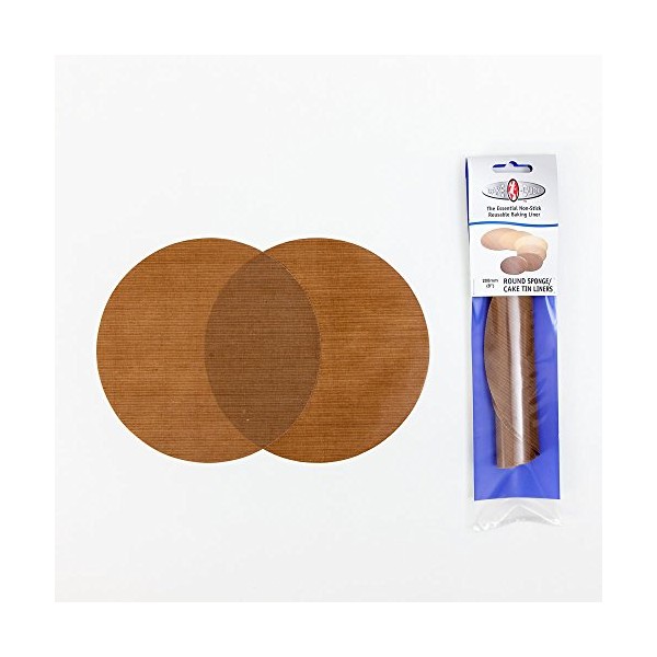 Bake-O-Glide 250 mm/10-Inch Woven Glass Fabric Coated in 100 Percent PTFE Pre-Cut Circles Liner, Pack of 2, Brown