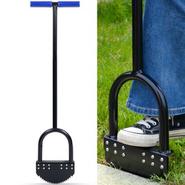 CKLT One-Piece 41in Manual Edger Lawn Tool with Spring Steel Blade Manganese Steel Border Edger for Landscaping Rustproof Half Moon Edger with Rubber Handle for Garden Maintenance