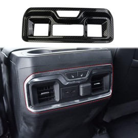 Fewshaw Carbon Fiber Rear Vent Armrestbox Air Outlet Cover Trim Accessories for 2019-2023 Chevy Silverado 1500/GMC Sierra 1500 for 2020-2024 Sierra/Silverado 2500 3500 HD