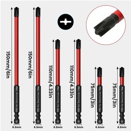 6 Piece Phillips Screwdriver Bits Set PH2 75/110/150 mm Magnetic Special Slotted Phillips Screwdriver Set for Electricians, Air Switch, Socket Switch, Circuit Breaker