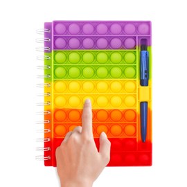 Pop It Libreta con Pluma Brillante - Cuaderno de Espiral - Fidget Toys para Aliviar el Estrés en la Oficina - Cuaderno de Espiral - Juguetes para Niñas y Niños - Regalo de Oficina - Popit(Rainbow)