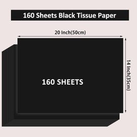 woric 160 Sheets Black Tissue Paper for Gift Bags 20 X 14 Inches Gift Tissue Paper Bulk for Crafts DIY Wrapping Birthday Party Weddings Decorations