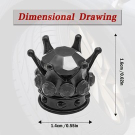 4 Pieces Car Crown Tire Valve Cap, Bling Crystal Diamond Chrome Plated Crown Tire Valve Stem Covers, Attractive Accessories for Car, Applicable to Cars, Trucks, Bicycles and Motorcycles, Black