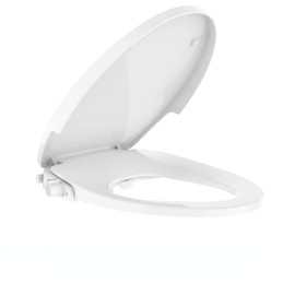 Bidet Toilet Seat for Elongated Toilet, Dual Nozzle Self-Cleaning PP Bidet Attachment, Non-Electric Feminine Hygiene Toilet Seat Cover for Women, Easy Install, White, 19 Inch