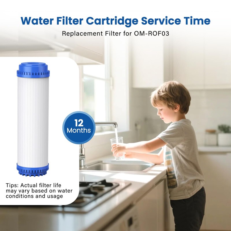 Replacement Cartridge Alkaline Filter for UV Reverse Osmosis System OM-ROF03,