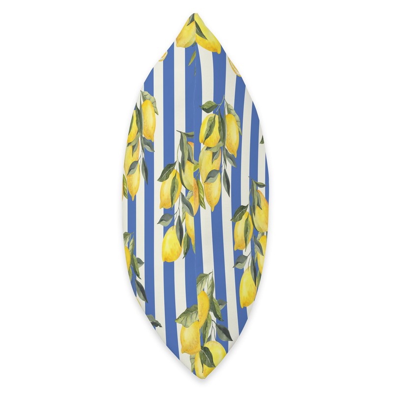 Italian Coast Lemons On Blue Stripes Summer Fruit Pattern Throw
