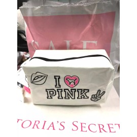 Victoria's Secret Cosmetic Beauty Bag Makeup Pencil Case Pouch White NWT