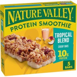Nature Valley Protein Smoothie Chewy Snack Bars, Tropical Blend Protein Bars, Gluten Free Snacks, 5 Ct, 7.1 oz