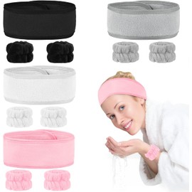 12 piezas Bandas para el Cabello KINGTLE Skincare Diademas para Mujer con Ajustable y Muñequeras Absorbentes para Lavar la Cara Deporte Deporte Muñequeras para Maquillaje