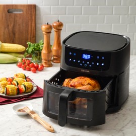 Zavor Sizzle 6 Qt Air Fryer with Basket and Clear Window - Air Fry, Broil, Crisp, Bake and Reheat in a Compact Airfryer with 8 Presets, Shake Alarm and Removable Basket & Handle - Freidora de Aire