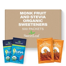 SweetLeaf Organic Stevia and Monk Fruit Packets - Zero Calorie Sweetener, Sugar Substitute in Bulk, Stevia and Monk Fruit Extract Powder, Keto Friendly, Gluten Free - 500 Count (Mix Pack of 1)