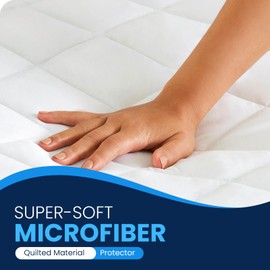 Sunshine Comforts Mattress Protector King, Premium Quilted Ultra-Soft King Size Mattress Protector, Ultimate Comfort Mattress Protector King Size, Breathable, Hypoallergenic, Noiseless, EasyCare,White