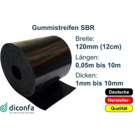 diconfa Rubber Strip Width 120 mm (12 cm) – Thickness 1 to 10 mm – Length: 0.05 to 10 m – Selection: 1000 mm (100 cm) Long, 0.5 mm Thick – Rubber Mat Sold by the Metre Narrow Rubber Underlay Rubber