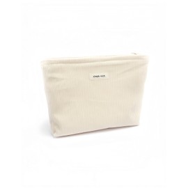 bepisof 1Pack Large Capacity Travel Makeup Bag, Corduroy Cosmetic Bag Handbags Zipper Pouch, Toiletry Pouch for Women(10.7 * 7in,Beige)