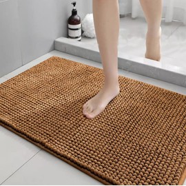 Bathroom Rug Mat 24 x 16，Non Slip Bath Mats for Bathroom Floor，Extra Soft Non Slip Absorbent Water Bath Rug，Plush Rugs for Bathtubs，Machine Washable Carpets，Home Decor Accessories，Coffee