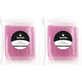 Apothie 200PCS Disposable Micro Applicator Brush (200 Pieces, Rose Pink Crystal)– Lash Glue Microswabs for Eyelash Extensions, Cotton Brush Swab for Applying Makeup, Microfiber Tips