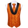 Barry.Wang Mens Paisley Vest Tie Set Burnt Orange Silk Jacquard