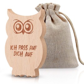 Blulu Owl Gifts Wooden Lucky Charm Gift Get Well Gifts Lucky Charm Operation I Pass auf Dich Lucky Charm Health for Women Men Christmas Family Friends Colleagues