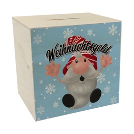 Christmas Money with Small Gnome Money Box Made of Wood as a Small Saving Aid for Christmas Time for Friends and Colleagues Who Should Put a Pair of Euro aside