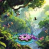 Solar Hanging Bird Bath with Flower Leaf Design, Plastic Bird