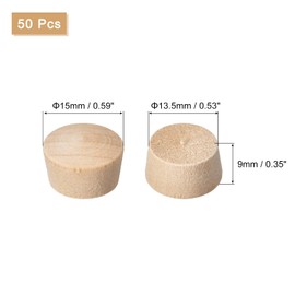 uxcell 50Pcs Wood Button Top Plugs, 17/32 Inch Round Head Wood Plugs Screw Hole Covers Wooden Screw Plugs for Furniture Tables Chairs
