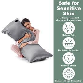 NHIDKU Organic Grounding Sheet 10% Silver for Bed Sleeping Therapy with Connection Cord,Grounding Sheets with Grounding Cord (Grey, 20 * 36/ King Pillowcase)