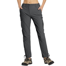 MOURCE Womens Hiking Pants Water Resistant - Quick Dry Cargo Pants for Women with Pockets for Outdoor Travel, Grey