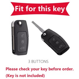 KUNIO Key Case Suitable for Ford Fiesta Focus MK2 C-Max B-Max Eco Sport Escort Tourneo Courier Ecosport Key Protector Key Cover Key Box 3 Buttons Black, black