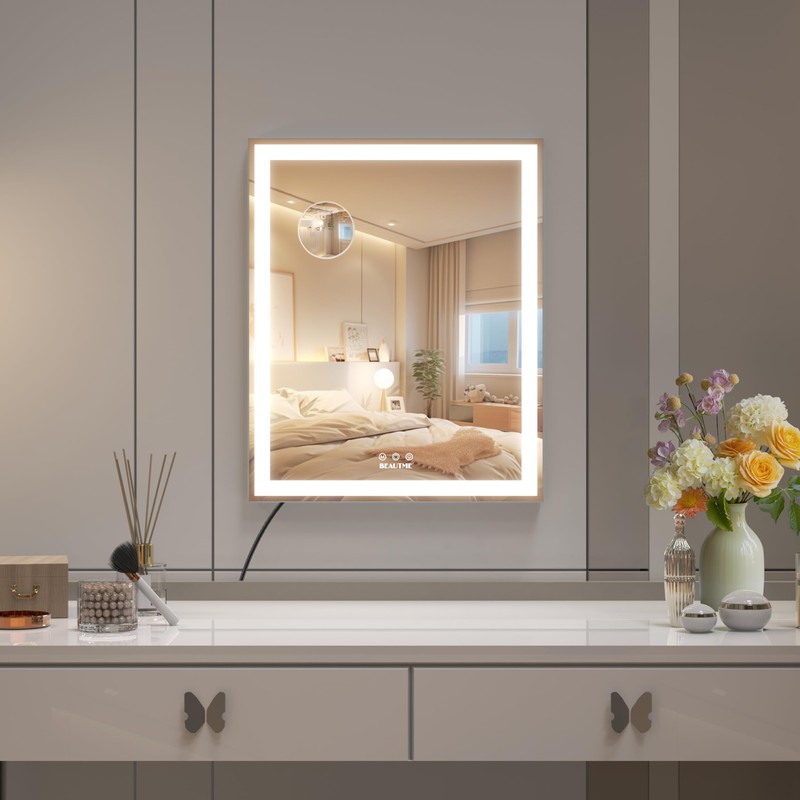 BEAUTME Vanity Mirror 20.5x24.1 Inch,Makeup Mirror with Lights,Hollywood Mirror,LED Mirror