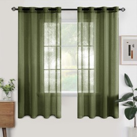Woaboy Interior Curtains 2 Pieces 140 x 260 cm Semi-Transparent Voile Window Curtains for Living Room and Bedroom Home Decor Sage Green
