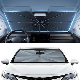 Autorder Windshield Sun Shade Umbrella for 2018-2024 Toyota Camry Accessories,Upgraded Ice Crystal Material,Easy Setup Umbrella Sunshade for Car Windshield,100% Sun Blocking