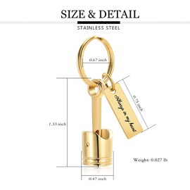 memorial jewelry Car Part Cremation Urn Keychain for Ashes for Men Motor Piston Ash Keepsake, Stainless Steel, No gemstone.