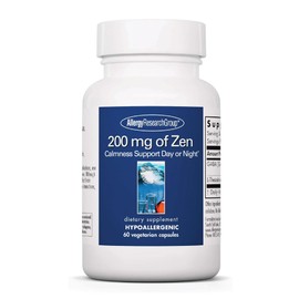 Allergy Research Group 200 mg of Zen - GABA L-Theanine Supplement, Natural Calm, Sleep & Relax Support for Women & Men, Take Day or Night for Relaxation & Calm Energy - 60 Vegetarian Capsules