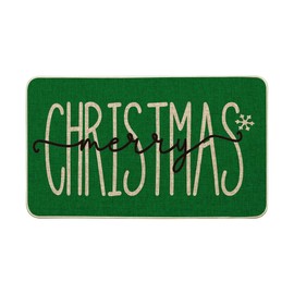 Artoid Mode Green Merry Christmas Doormat, Winter Home Decor Low-Profile Switch Rug Door Mat Floor Mat for Indoor Outdoor 17x29 Inch
