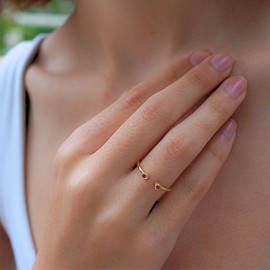 Ruby Rings, 18K Gold Rings for Women Teen Girls That Don't Tarnish - Real 925 Sterling Silver Rings, Stackable, Chunky, Dainty July Birthstone Gifts (Anillos Para Mujer, Round - Size 6)