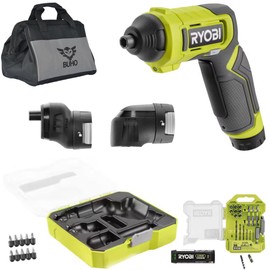 Buho Power Screwdriver Accessory Bundle - USB Lithium Multi-Head Ryobi Screwdriver 2 Ah Battery Drill Bit Set Charging Cable Tool Bag