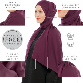 Ayisah Selda - Hijab for Women, Chiffon Hijab Scarf – Soft Hijabs Scarves - Fashion Muslim Scarf Hijab for Women – Muslim Accessories Long Hijab Shawl Muslim Head Scarf, Dark Purple 71" L x 27.5" W