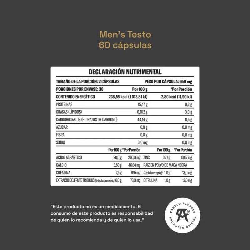 Yaoca Men's Testo Vitaminas Para Hombre 60 Capsulas Sfn Sin