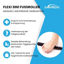 Flexi Fußroller 3in1 Fußmassageroller das Original - Mobilisation, Fußtrigger & Faszien Massage in einem für den Fuß - Entspannung & Linderung bei Plantarfasziitis, Fersensporn & Hallux Valgus uvm.