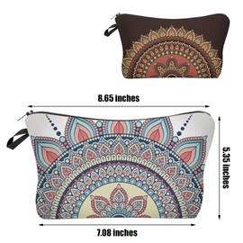 Borsun 2 Pcs Cosmetic Bag for Women Small Make Up Bag Waterproof Travel Toiletries Pouch with Zipper for Organizing Small Items, Gift Bags for Birthday Christmas(Mandala)