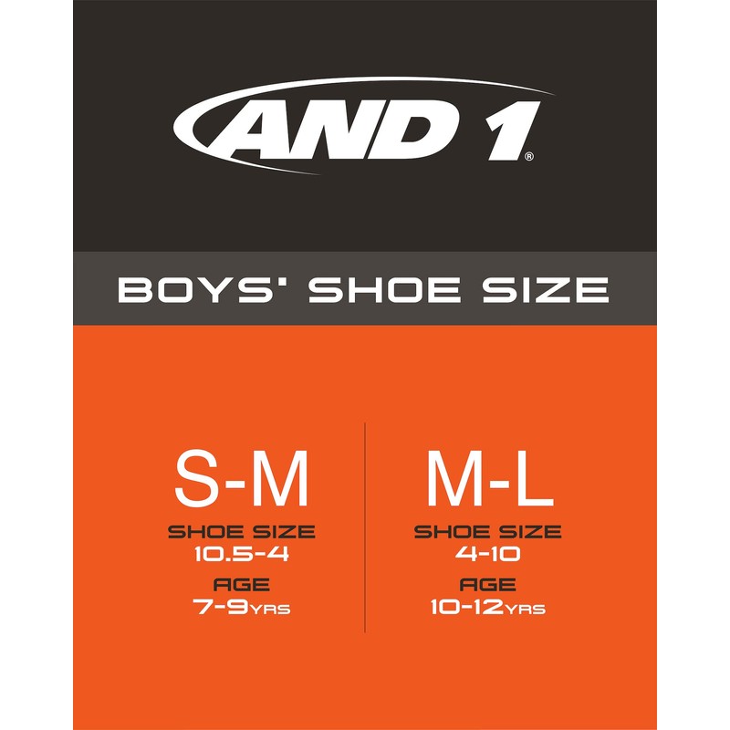 AND1 Boys' Socks - Athletic Cushion Quarter Cut Socks (8