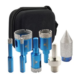 Tile Hole Saw Kit - BRSCHNITT Diamond Core Drill Bit Set 6/8/20/25/35mm Drill Bit &1 3/8"Diamond Chamfer Bit for Porcelain Tile Ceramic Marble Granite & Adapter